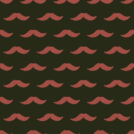 Mustache seamless pattern. Vintage barbershop in doodle style. Hand drawn repeat texture for fabric, wallpaper, textile, print, wrapping paper. vector illustration.のイラスト素材