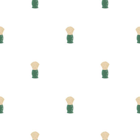 Shaving brush seamless pattern. Barbershop in doodle style. Hand drawn texture for fabric, wallpaper, textile, print, wrapping paper. vector illustration.のイラスト素材