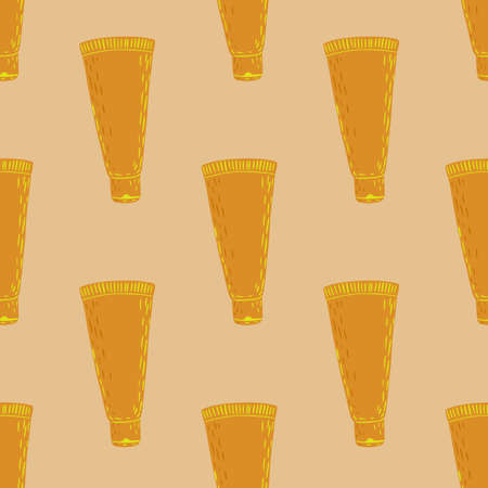 Tube cosmetic cream seamless pattern. Spa elements in doodle style. Hand drawn texture for fabric, wallpaper, textile, print, wrapping paper. vector illustration.のイラスト素材