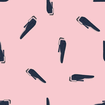 Clippers seamless pattern on. Vintage barber shops elements in doodle style. Hand drawn repeat texture for fabric, wallpaper, textile, print, wrapping paper. vector illustration.のイラスト素材