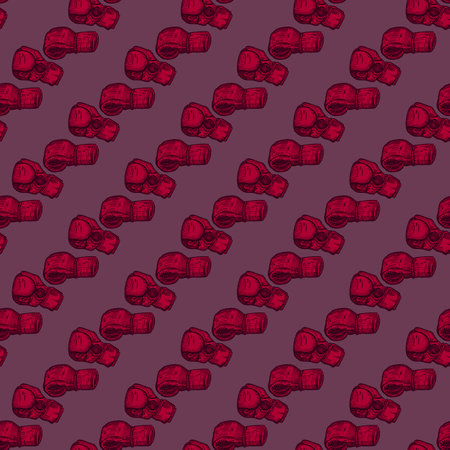 Boxing gloves seamless pattern. Vintage sport stock background. Repeated texture in hand drawn style for fabric, wrapping paper, wallpaper, tissue. vector illustration.のイラスト素材