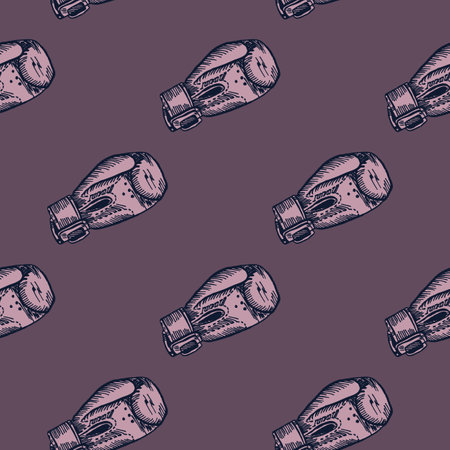 Boxing gloves seamless pattern. Vintage sport stock background. Repeated texture in hand drawn style for fabric, wrapping paper, wallpaper, tissue. vector illustration.のイラスト素材