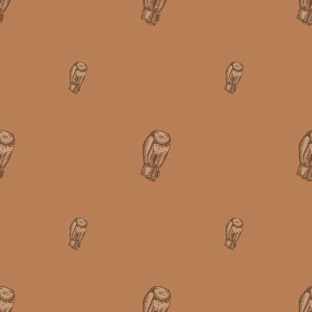 Boxing gloves seamless pattern. Vintage sport stock background. Repeated texture in hand drawn style for fabric, wrapping paper, wallpaper, tissue. vector illustration.のイラスト素材