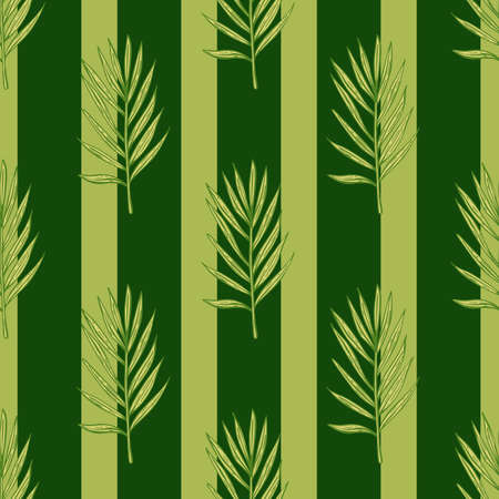 Palm leaves seamless pattern. Tropical branch in engraving style. Hand drawn texture for fabric, wallpaper, textile, print, wrapping paper. vector illustration.のイラスト素材