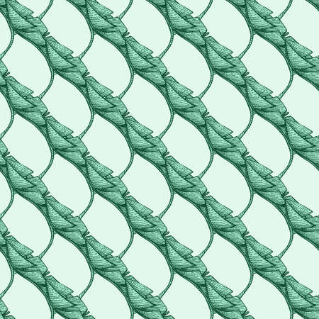 Banana leaves seamless pattern.Vintage tropical branch in engraving style. Hand drawn texture for fabric, wallpaper, textile, print, wrapping paper. vector illustration.のイラスト素材