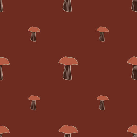 Seamless pattern with mushrooms. Background of forest autumn vegetable in doodle style. Repeated design texture for printing, fabric, wrapping, wallpaper, tissue. vector illustration.のイラスト素材
