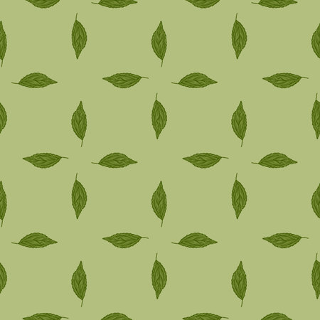 Seamless pattern engraved tree leaves. Vintage background botanical with foliage in hand drawn...