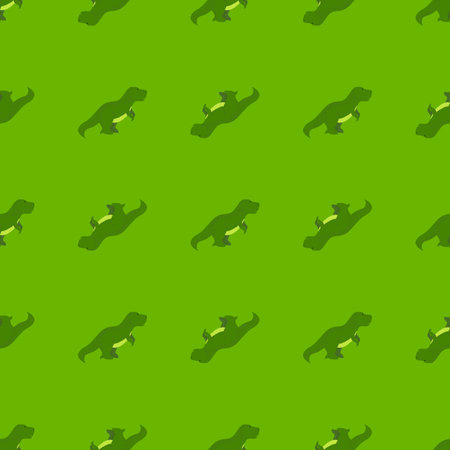 Seamless pattern cute T-Rex dino. Background of funny dinosaurs in doodle style. Repeated design texture for printing, fabric, wrapping, wallpaper, tissue. vector illustration.のイラスト素材