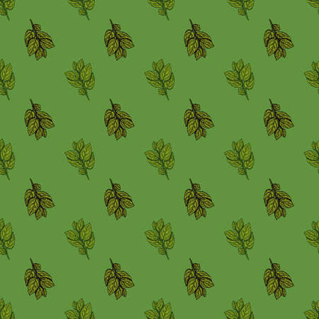 Seamless pattern engraved tree branches. Vintage background summer twigs in hand drawn style. Vector repeated color design texture for print, fabric, wrapping, wallpaper, tissue.のイラスト素材