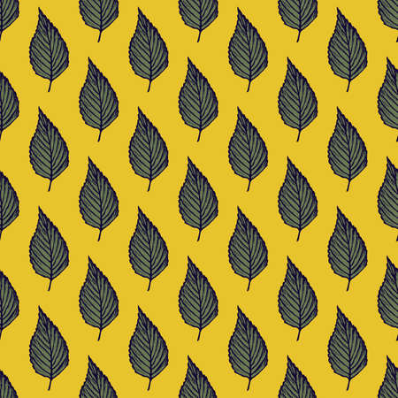 Seamless pattern engraved tree leaves. Vintage background botanical with foliage in hand drawn style. Repeated color design texture for print, fabric, wrapping, wallpaper, tissue. vector illustration.のイラスト素材