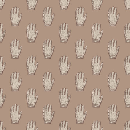 Football gloves seamless pattern engraving. Vintage sport background in hand drawn style. Vector repeated texture for print, fabric, wrapping, wallpaper, tissue.のイラスト素材