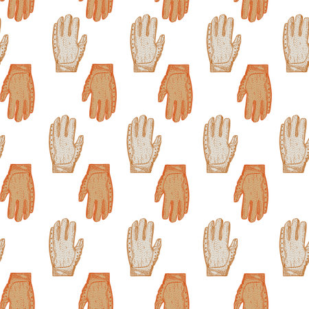 Football gloves seamless pattern engraving. Vintage sport background in hand drawn style. Vector repeated texture for print, fabric, wrapping, wallpaper, tissue.のイラスト素材