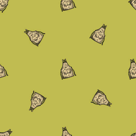 Apron engraved seamless pattern. Vintage background for kitchen in hand drawn style. Vector repeated texture for print, fabric, wrapping, wallpaper, tissue.のイラスト素材