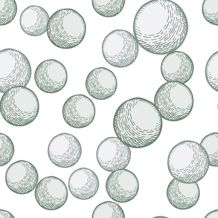 Ball engraved seamless pattern. Vintage sports elements for table tennis hand drawn style. Sketch texture for fabric, wallpaper, textile, print, title, wrapping paper. vector illustration.のイラスト素材