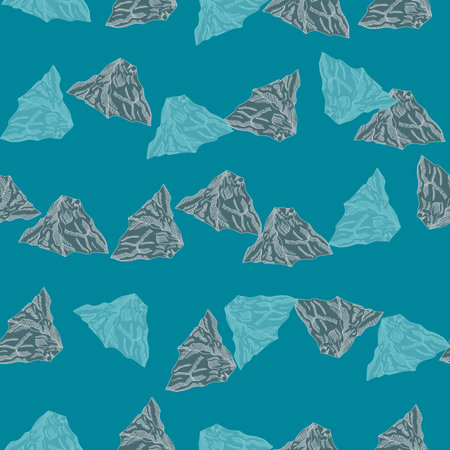 Mountain peak engraved seamless pattern. Vintage background rock landscape in hand drawn style....