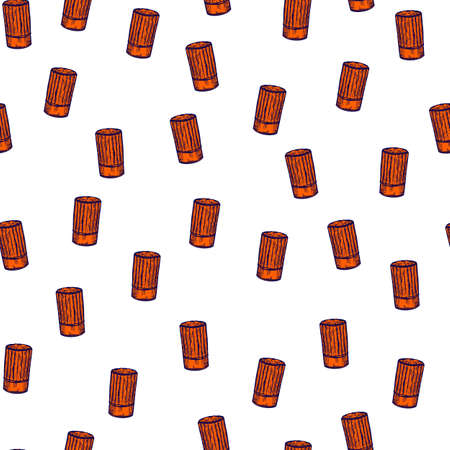 High chef hat sketch seamless pattern. Kitchen traditional element for cook in hand drawn style. Engraved texture for fabric, wallpaper, textile, print, title, wrapping paper. vector illustration.のイラスト素材