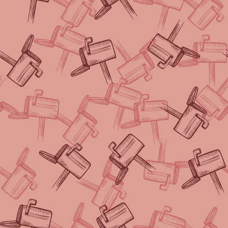 Mailbox engraved seamless pattern. Vintage letterbox in hand drawn style. Sketch texture for fabric, wallpaper, textile, print, title, wrapping paper. vector illustration.のイラスト素材