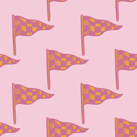Race flag sketched seamless pattern. Vintage sport elements for drive hand drawn style. Engraved texture for fabric, wallpaper, textile, print, title, wrapping paper. vector illustration.のイラスト素材