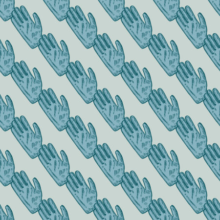 Football glove sketch seamless pattern. Vintage element of goalkeeper in hand drawn style. Engraved...