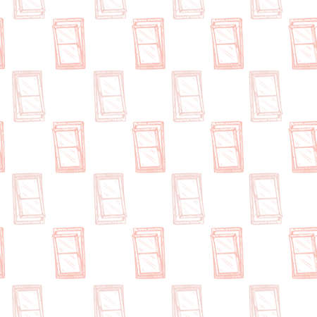 Windows lean forward engraved seamless pattern. Retro frame glass window hand drawn style. Sketch texture for fabric, wallpaper, textile, print, title, wrapping paper. vector illustration.のイラスト素材