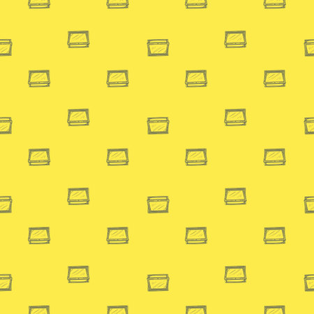 Opened window lean forward seamless pattern. Retro element inside wall in hand drawn style. Sketch texture for fabric, wallpaper, textile, print, title, wrapping paper. vector illustration.のイラスト素材