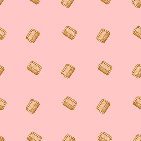 Retro radio engraved seamless pattern. Vintage media equipment in hand drawn style. Sketch texture for fabric, wallpaper, textile, print, title, wrapping paper. vector illustration.のイラスト素材