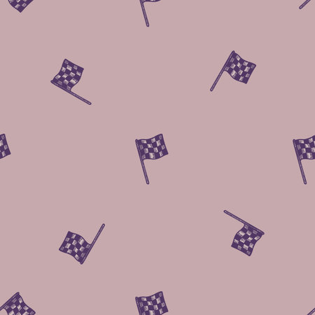 Race flag engraved seamless pattern. Vintage sport elements for drive in hand drawn style. Sketch texture for fabric, wallpaper, textile, print, title, wrapping paper. vector illustration.のイラスト素材