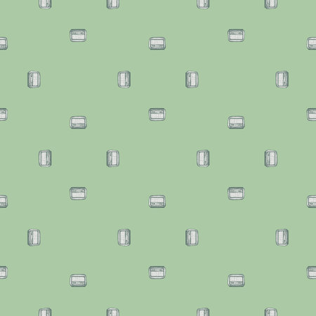 Retro radio engraved seamless pattern. Vintage media equipment in hand drawn style. Sketch texture...