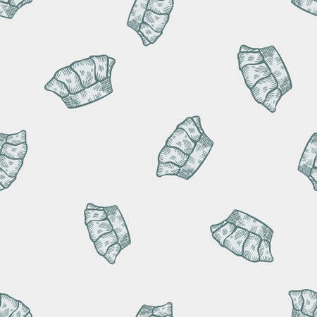 High chef hat engraved seamless pattern. Kitchen traditional element in hand drawn style. Sketch texture for fabric, wallpaper, textile, print, title, wrapping paper. vector illustration.のイラスト素材