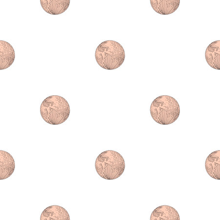 Planet earth engraved seamless pattern. Vintage sphere of the world in hand drawn style. Sketch texture for fabric, wallpaper, textile, print, title, wrapping paper. vector illustration.のイラスト素材