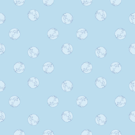 Planet earth engraved seamless pattern. Vintage sphere of the world in hand drawn style. Sketch texture for fabric, wallpaper, textile, print, title, wrapping paper. vector illustration.のイラスト素材