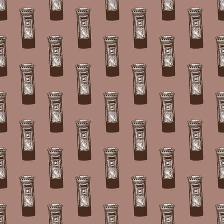 Mailbox engraved seamless pattern. Vintage letterbox in hand drawn style. Sketch texture for fabric, wallpaper, textile, print, title, wrapping paper. vector illustration.のイラスト素材