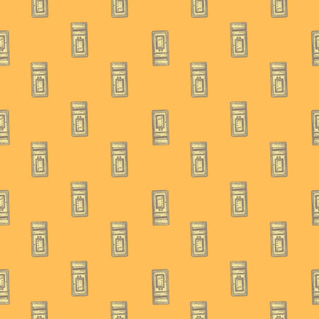 Mailbox engraved seamless pattern. Vintage letterbox in hand drawn style. Sketch texture for fabric, wallpaper, textile, print, title, wrapping paper. vector illustration.のイラスト素材
