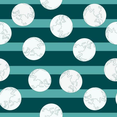 Planet earth engraved seamless pattern. Vintage sphere of the world in hand drawn style. Sketch texture for fabric, wallpaper, textile, print, title, wrapping paper. vector illustration.のイラスト素材