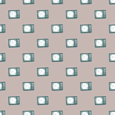 Retro TV engraved seamless pattern. Vintage television media in hand drawn style. Sketch texture for fabric, wallpaper, textile, print, title, wrapping paper. vector illustration.のイラスト素材