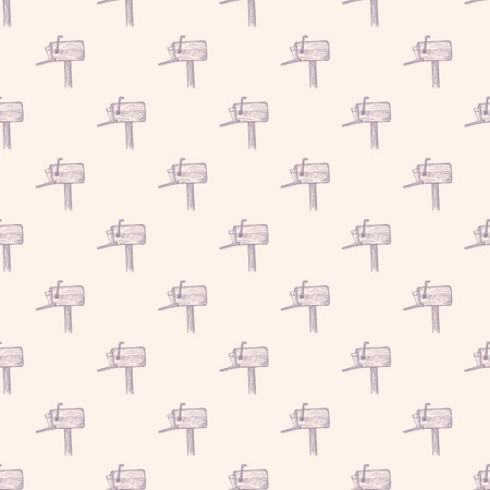 Mailbox letter engraved seamless pattern. Vintage letterbox in hand drawn style. Sketch texture for fabric, wallpaper, textile, print, title, wrapping paper. vector illustration.のイラスト素材