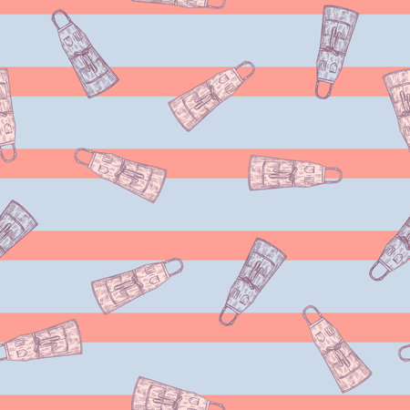Apron engraved seamless pattern. Vintage background for kitchen in hand drawn style.のイラスト素材