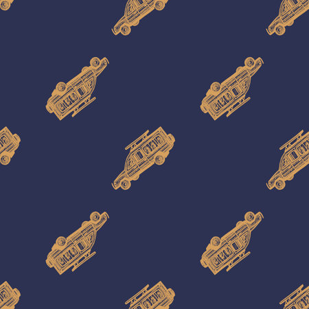 Safari car engraved seamless pattern. Vintage adventure off road in hand drawn style.のイラスト素材