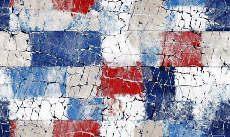 textured old wall. Creative grunge background with white, blue and red squares. Created with generative AI toolsの素材