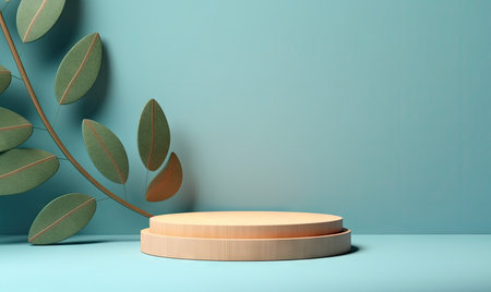 Cylinder pedestal podium display. Modern shape for products display presentation. For banner, postcard, book illustration. Created with generative AI toolsの素材
