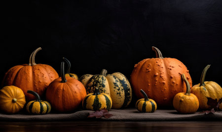 pumpkin background. Halloween texture. For banner, postcard, book illustration. Created with generative AI toolsの素材