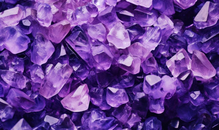 Amethyst stones Background. purple minerals banner. For postcard, book illustration.Created with generative AI toolsの素材
