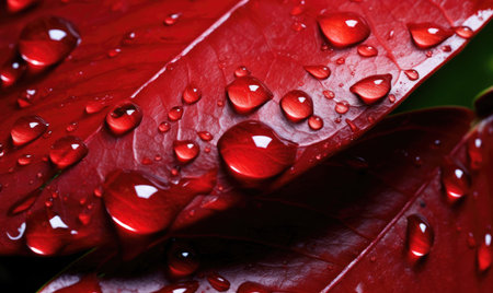 Red leaves textured wallpaper. Creative tropical leaf banner. For postcard, book illustration, card. Created with generative AI toolsの素材