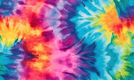 Seamless pattern tie-dye. Abstract diy ornaments. Rainbow color fabric. For banner, postcard, book illustration. Created with generative AI toolsの素材