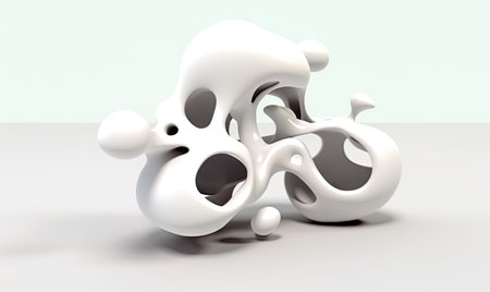 Futuristic object white on background. abstract shape. For banner, postcard, book illustration, card. Created with generative AI toolsの素材