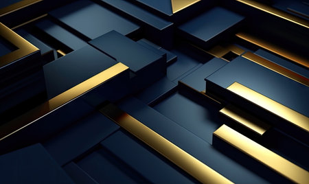 Abstract geometric wallpaper. Creative gold and black banner. For banner, postcard, book illustration, card. Created with generative AI toolsの素材