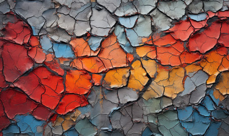 Texture of cracked paint. Dried oil paint color. For banner, postcard, book illustration, card. Created with generative AI toolsの素材