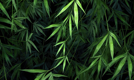 Forest bamboo background. leaves green wallpaper. For banner postcard, book illustration, card. Created with generative AI toolsの素材