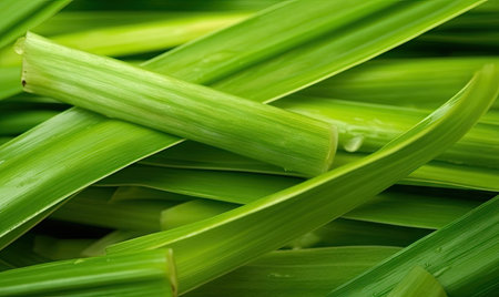 Fresh lush green grass on meadow with drops of water dew. close-up macro. For banner, postcard, book illustration, card. Created with generative AI toolsの素材