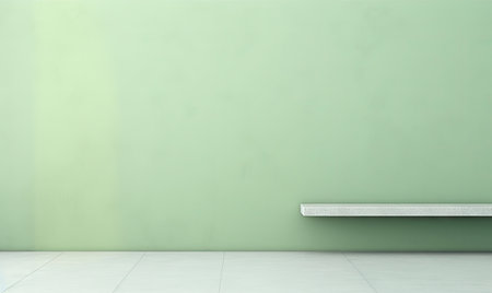 Empty minimalistic green room design and a window allowing natural light. Tranquil space. Created with generative AI toolsの素材